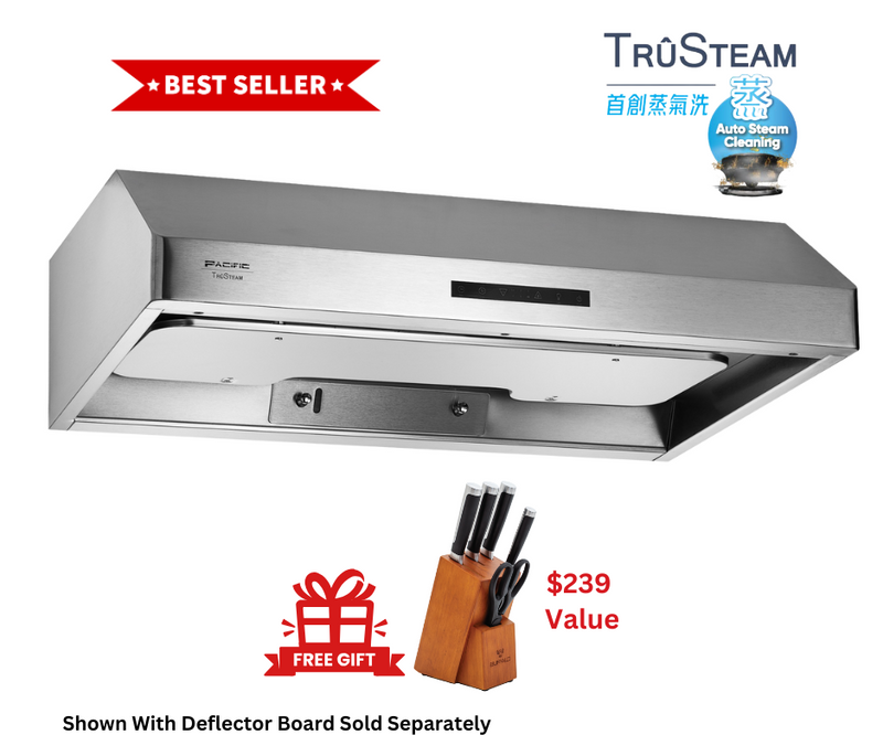 Pacific TruSteam SC8830BS 30" Under Cabinet Range Hood – 1000 CFM, Stainless Steel, Auto Steam Cleaning