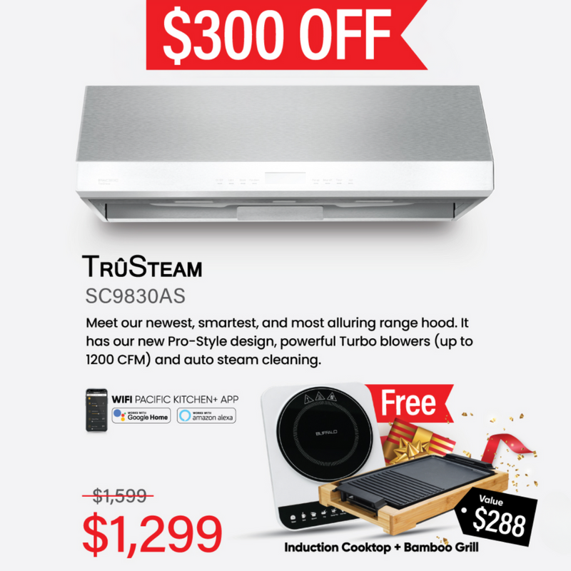 TruSteam App Enabled SC 9830AS CFM 1200 Ducted Wall Mount/Under Cabinet Smart Range Hood (30")