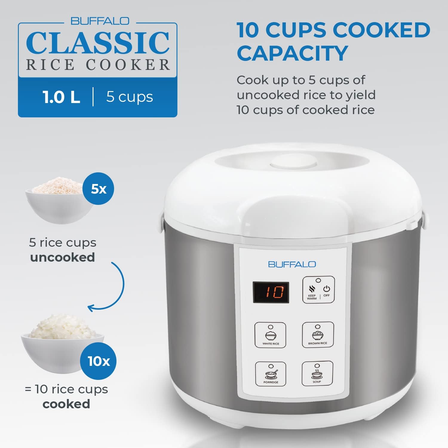 Buffalo Classic Rice Cooker 1.0 Liter (5 Cups) (KWBSC10-II