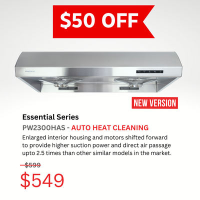 Essential PW 2300HAS CFM 900 Ducted Under Cabinet Range Hood (30")