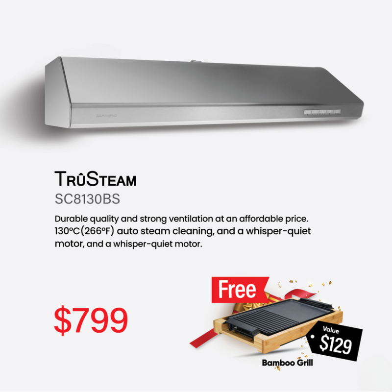 TruSteam SC 8130BS CFM 900 Ducted Under Cabinet Range Hood (30")