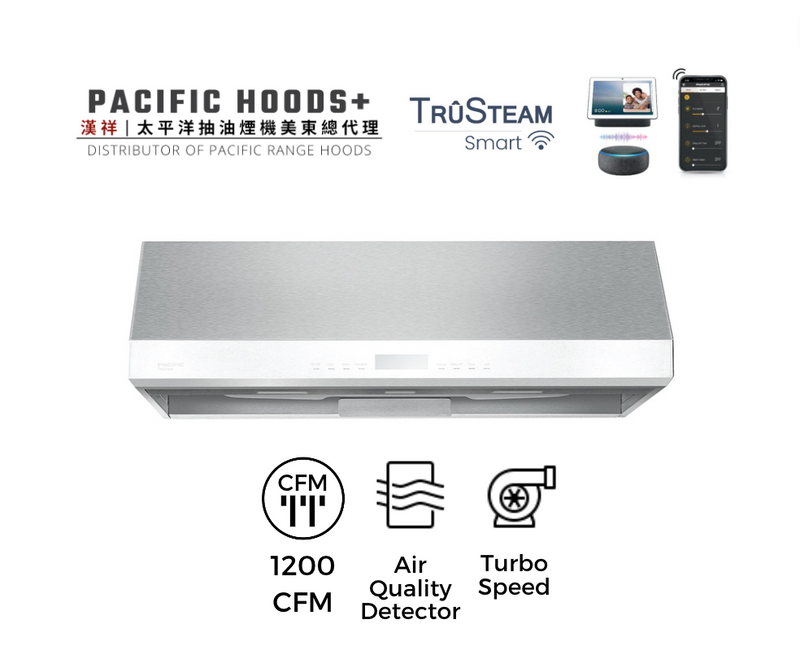 TruSteam App Enabled SC 9830AS CFM 1200 Wall Mount/Under Cabinet Smart Range Hood (30")
