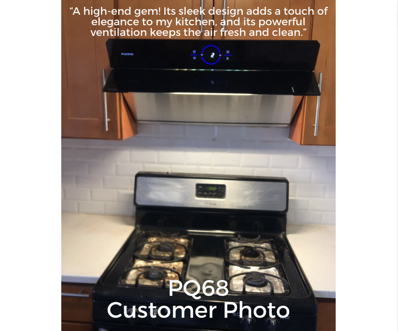 Side Suction PQ 6836AB CFM 1200 Wall Mount/Under Cabinet Range Hood (36") Actual Customer Photo