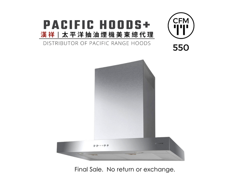 Essential PLA-E30 AS CFM 550 Wall Mount Range Hood (30" or 36")