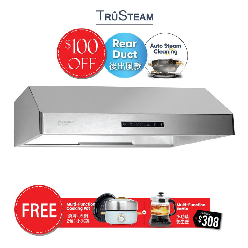 TruSteam SC88BRS CFM 1000 Ducted Rear Duct Under Cabinet Range Hood (30")