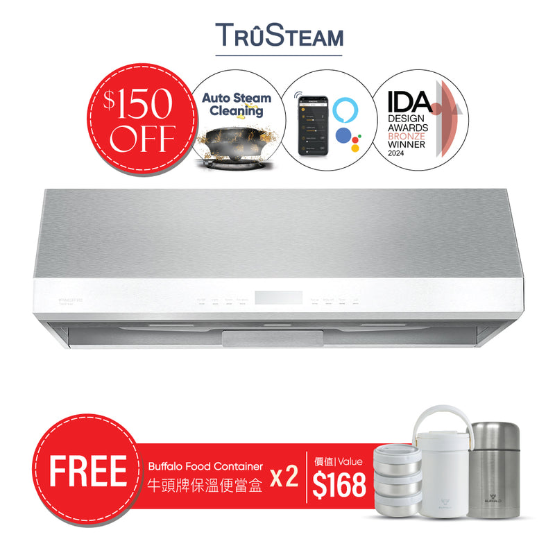 TruSteam App Enabled SC 9830AS CFM 1200 Ducted Wall Mount/Under Cabinet Smart Range Hood (30")