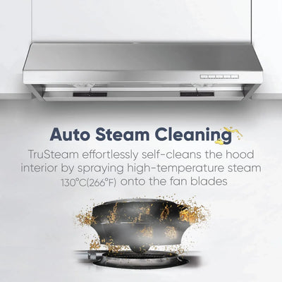 TruSteam SC 8136BS CFM 900 Under Cabinet Range Hood (36") Auto Steam Cleaning